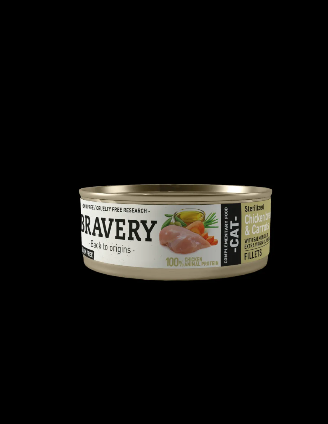 Pollo y Zanahorias Gato Esterilizado Lata 70 grs.*Bravery Hot