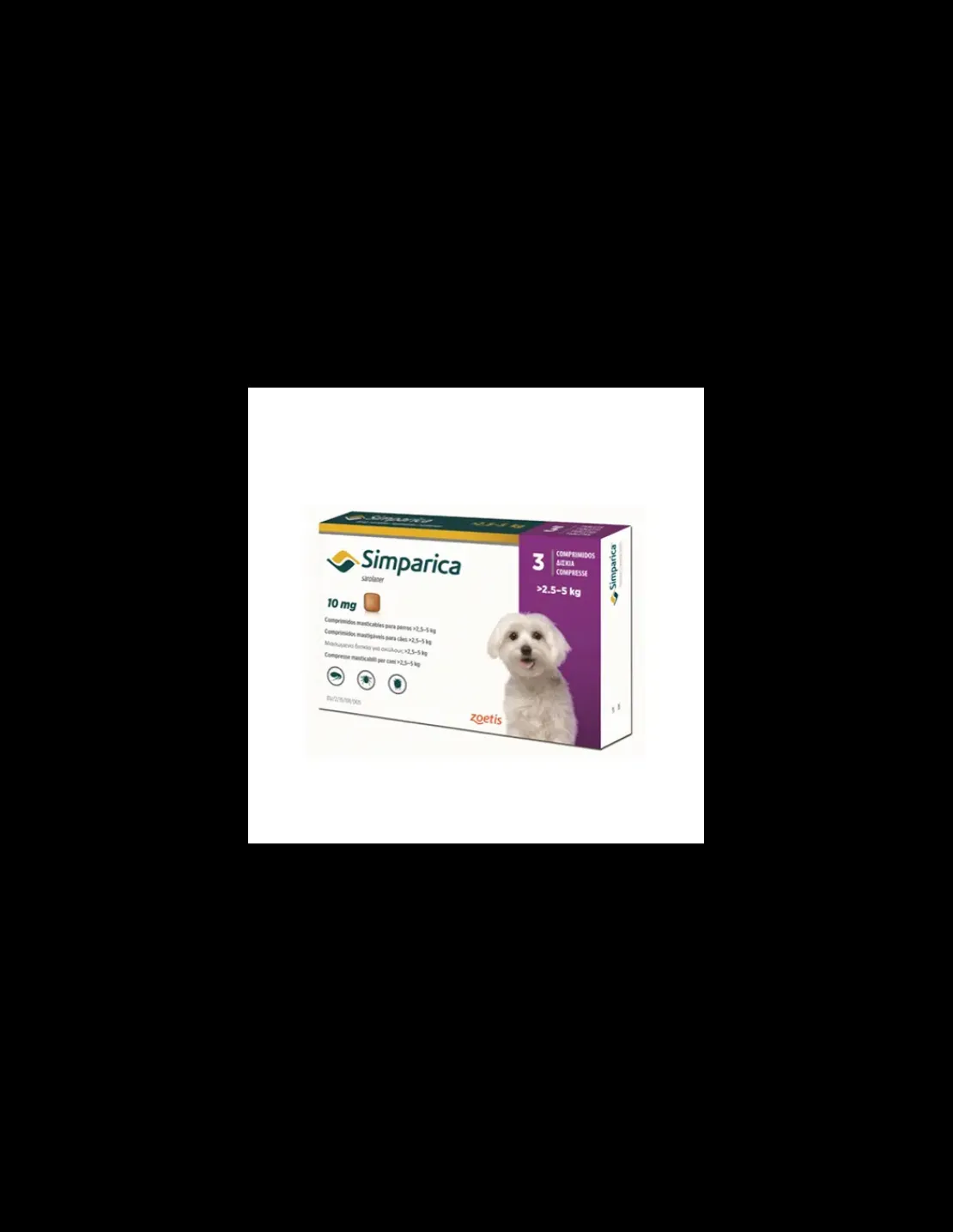 10 mg 2,5 a 5 kg. 3 comprimidos*Simparica Hot